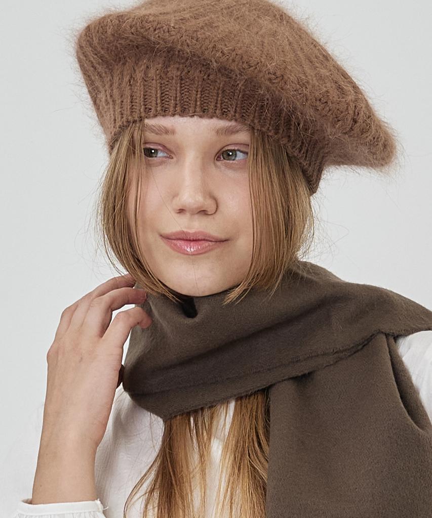 THE-ABON Basic Angora Beret Ivory