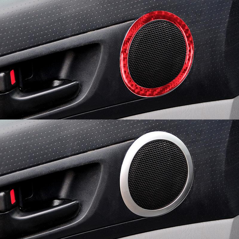 For 12-15 Toyota Tacoma Car Interior Modified Carbon Fiber Front Door Horn Ring Decoration Sticker