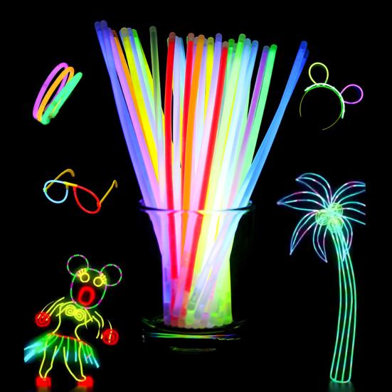 Světlé svítící tyčinky hromadně 8 palců svítící ve tmě světelné tyčinky párty laskominy neonová párty svítící náhrdelníky a náramky s konektory