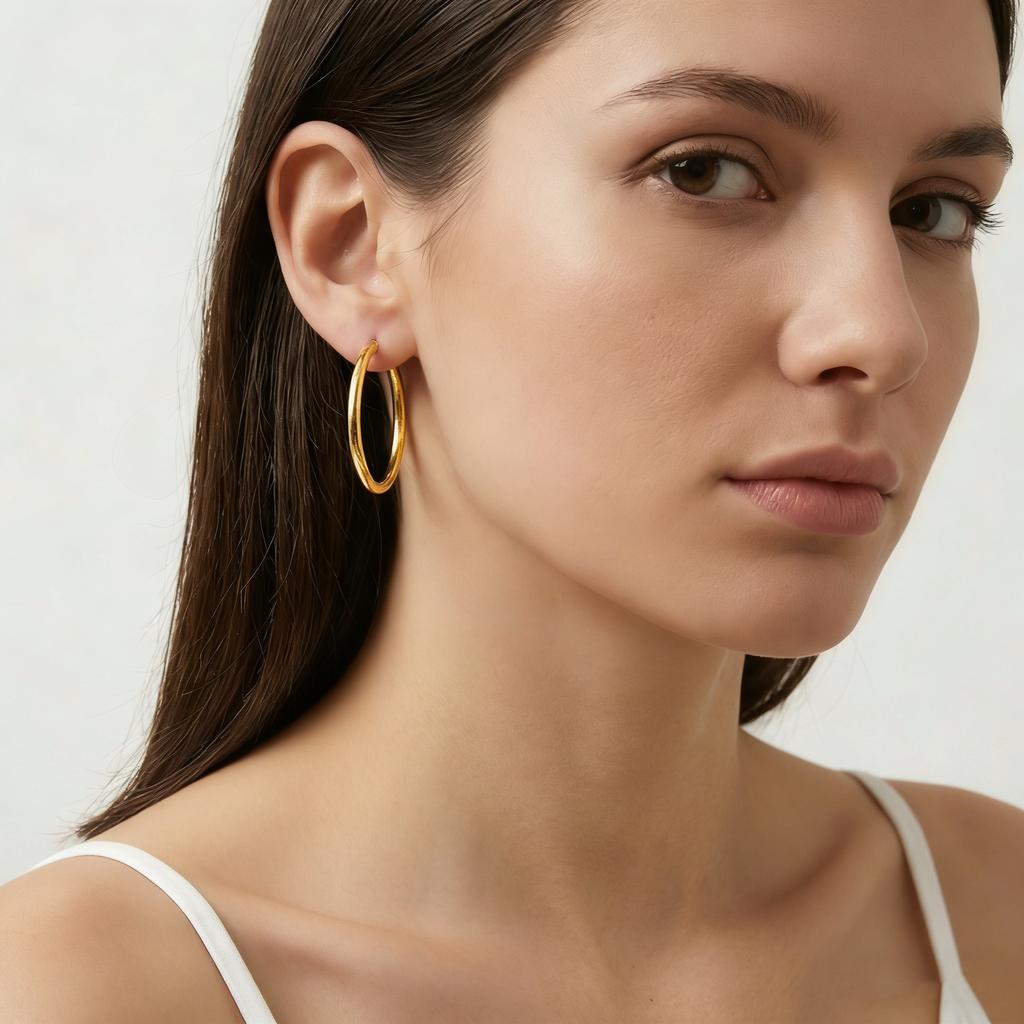 Simple Trendy 18K Gold Plated Hoop Earrings for Women Stainless Steel Large Circle Earrings Classic Piercing Jewelry Gifts