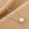 LATS Stainless Steel Chain 5mm White Pearl Pendant Necklaces for Women's Clavicle Chain Jewelry Girls Party Gift