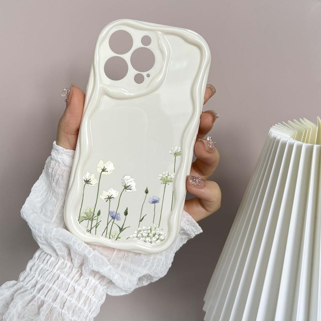 N93 Peony Soft Wavy Phone Cases for iPhone 14 Pro Max 13 Mini 15 Plus XR 7 8 6 XS Max 12 11 Protective Bumper Cover
