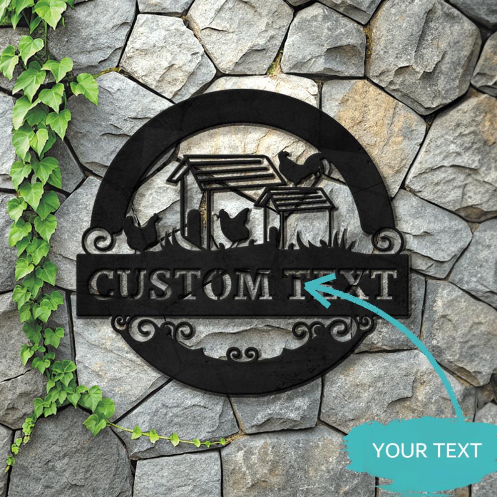 Customizable Personalized Metal Chicken Coop Sign Farmhouse Wall Art Rustic Poultry Decor