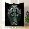 Celtic Cross with Intricate Knot Design - Printed Flannel Blanket for Bedroom, Living Room, Sofa, and Nap