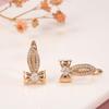 Schleife Natur Zirkon Hängeohrringe Für Frauen Mode Lieblich Roségold Farbe Brautohrringe Echtschmuck