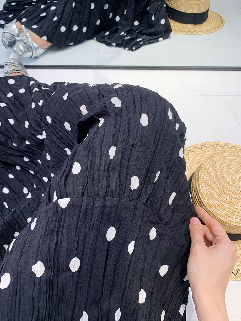 2025 Polka Dot A-line Midi Skirt: Fresh, Sweet, High-waisted, Loose Fit, Hip-covering Long Swing Skirt for Women