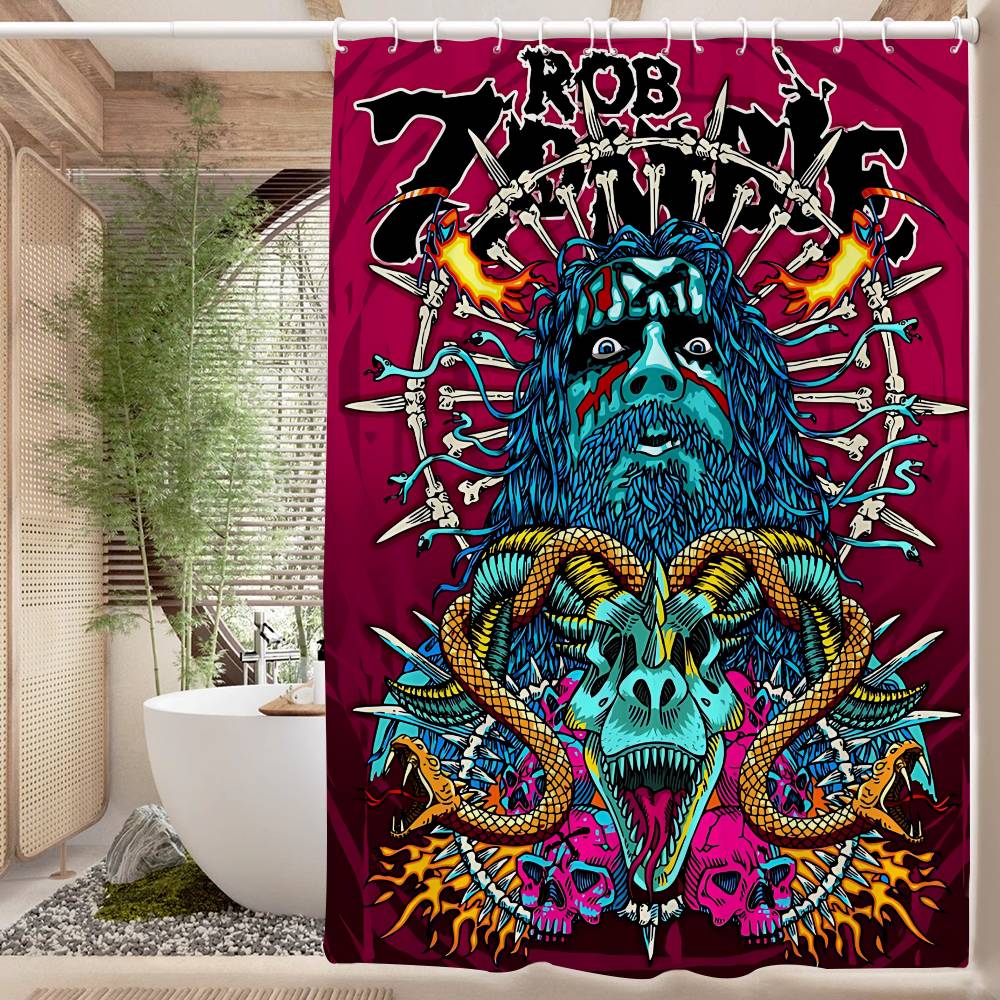 Arte su Tela Rob Zombie Tenda da Doccia per Bagno Partizione Schermante Tenda da Doccia Asciugatura Rapida Lavabile Leggermente Opaca Bagno