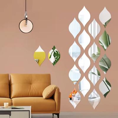 10 piezas/set Pegatinas de Espejo Acrílicas Forma de Gota de Agua Azulejos de Espejo Reflectantes Calcomanías de Pared 3D Extraíbles Arte de Pared DIY Decoración de Sala de Estar