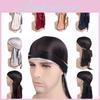 Luxuriöse Unisex Satin Bandana Mütze mit atmungsaktivem seidigem Durag langem Schwanz Kopftuch