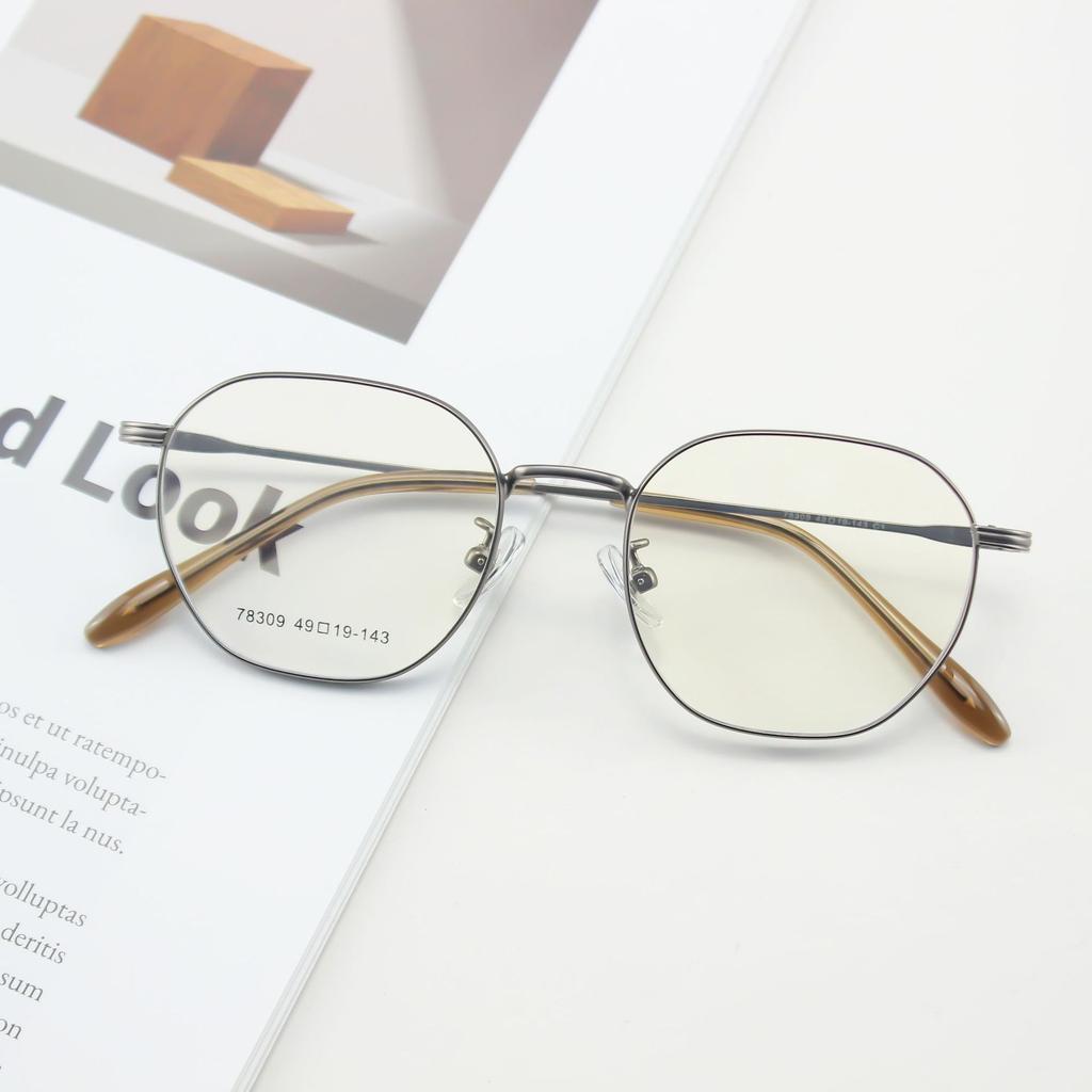 Retro Glasses Two-color Vacuum Plating Small Polygonal Glasses Frame Plain Colors for Men and Women
