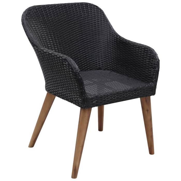 Ensemble de jardin - MAISON EXCLUSIVE - Ensemble 5 pcs - Table acacia massif - Chaises résine tressée - Coussins amovibles
