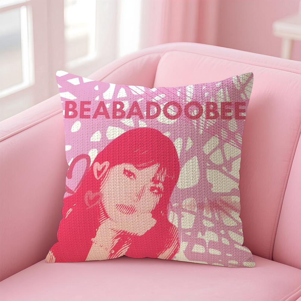 BBeabadoobee Singer Cushion Cover Natural Linen Pillow Case DoubleSided Print Decorative Sofa Pillowcase Home Decor Gift