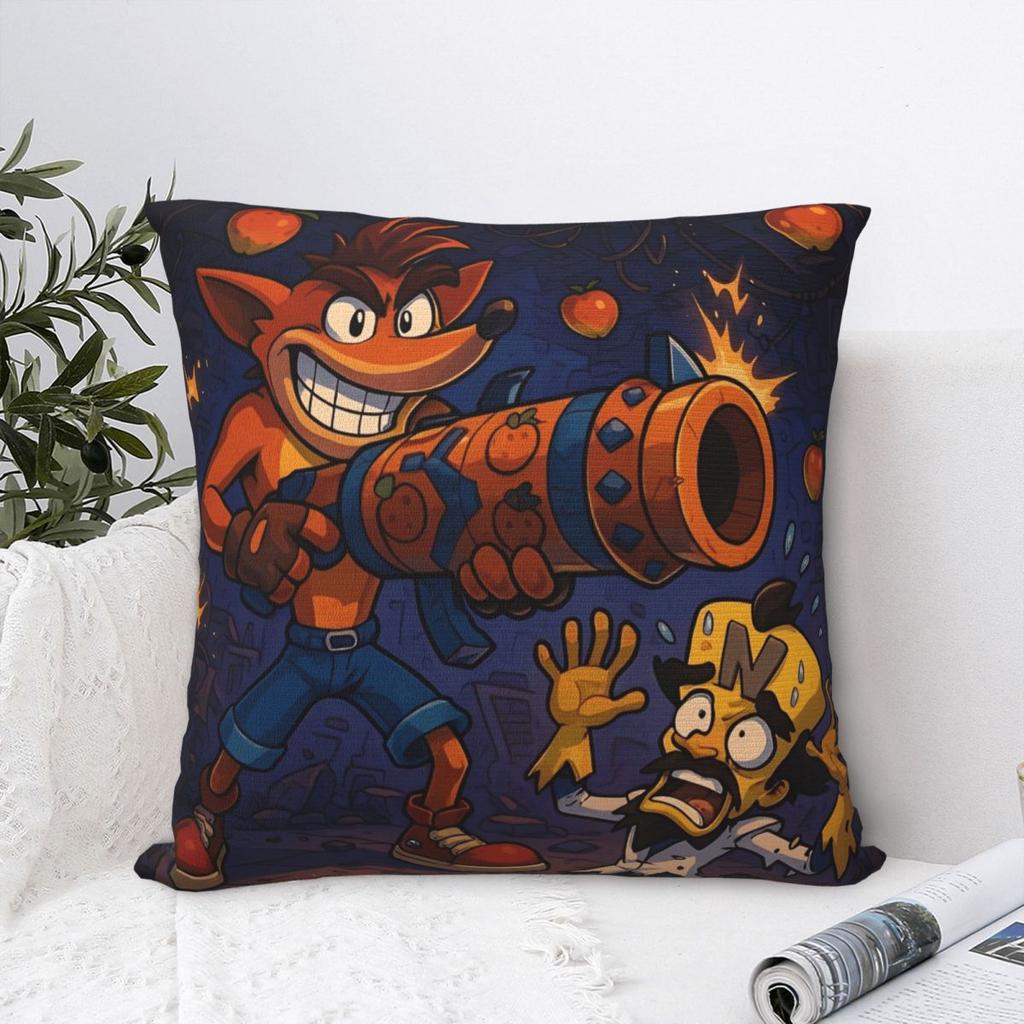Crashs Bandicoots Cartoon Pillow Cover Printed Cushion Cover Decor Video Game Throw Pillow Case Cover Bed Multiple Sizes