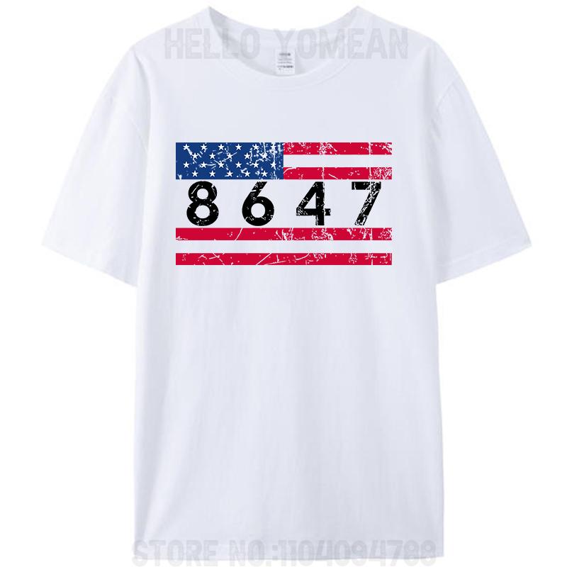 47 8647 86 Anti Prezident Impeach Klasické Vintage Meme s vlajkou USA Dámské Pánské Bavlněné Tričko Plus Size Topy