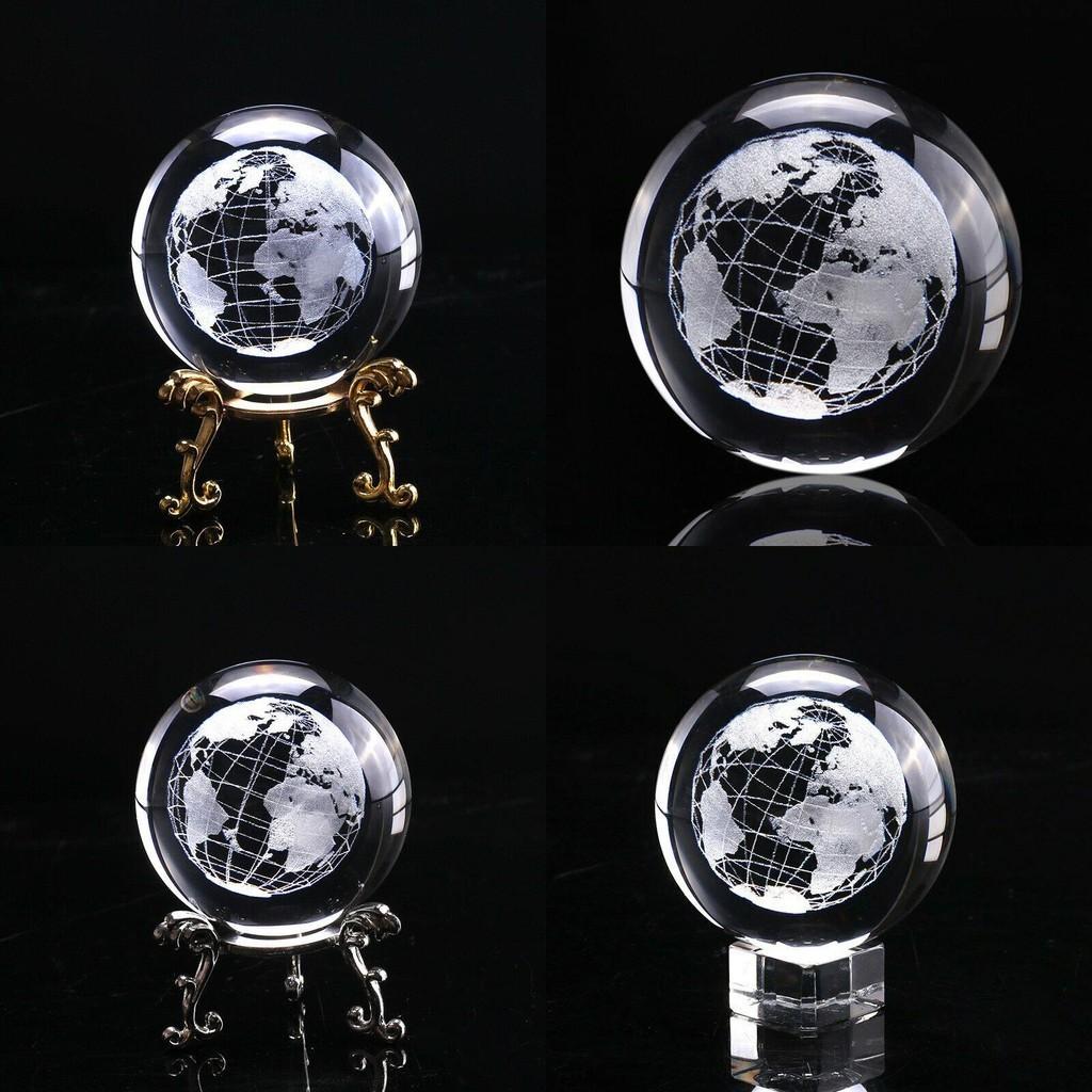 Elegante Bola de Cristal 3D de 60 mm Grabada con Láser Esfera de la Tierra en Miniatura Para Decoración del Hogar