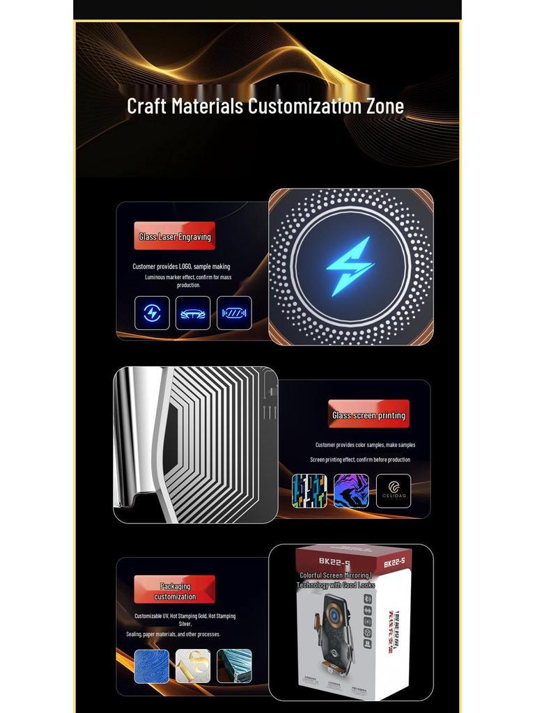15W Auto Induction Wireless Car Charger & Phone Holder
