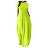 Plus Size Women’s Solid Color Round Neck Pocket Maxi Dress – Short Sleeve, Loose Fit