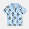 Boys' Half-Sleeve Polo Shirt, Summer Children's Clothing, Kids' Short-Sleeve T-Shirt with All-Over Dinosaur Print, Baby Boy Rocket Shirt