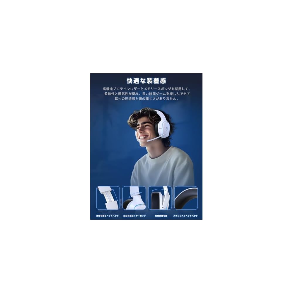 Gvyugke Captain 780 Gaming Headset 2.4G USB Type-C Bluetooth 5.3 Active Noise Cancelling RGB Light White