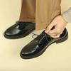 Herren Europäische & Amerikanische Vollnarbenleder Derby Schuhe - Schwarz Runde Zehenform Formelle Business Schuhe
