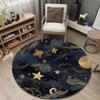 Modern Round Moon Multicolor Rug Pad, Non-Slip Floor Mat for Family Room
