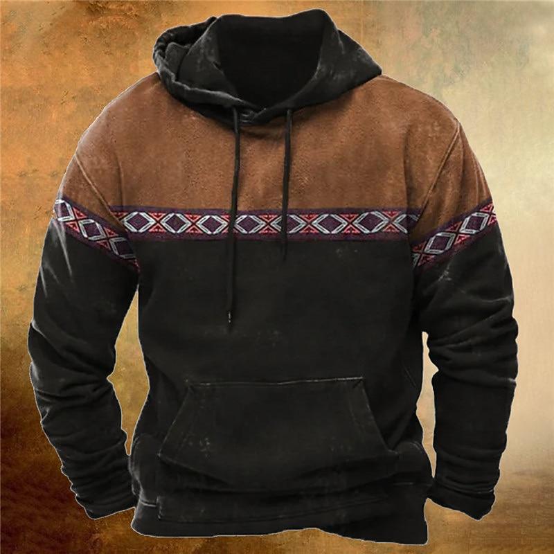 Men's Graphic Tribal Cowboy Hoodie Hoodies Sweatshirt Daily Ethnic Casual Vintage Retro Long Sleeve Hooded Vacation Sports