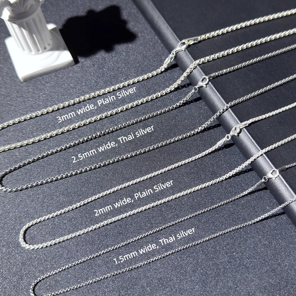Factory Rhodium Plated 925 Sterling Silver Box Chain Necklace 1.5-3mm Trendy Classic Wedding Gift Women's Jewelry
