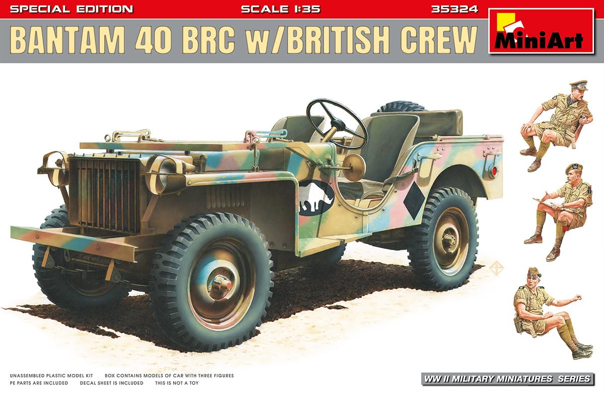

Miniart 1/35 British Bantam 40RBC Special Edition Plastic Model Kit with 3 British Soldiers MA35324