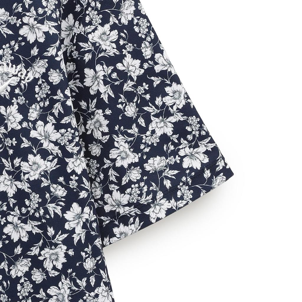 Kurzarm-Poloshirt Print Feuchtigkeit Schnell Golf C25134112 L [Callaway] Herren (Blumenmuster, Feuchtigkeitstransport, Trocknend) // 1120_Marineblau