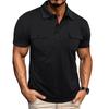 Heren Omgeslagen Kraag Dubbele Zak Korte Mouw Outdoor Tactisch Poloshirt