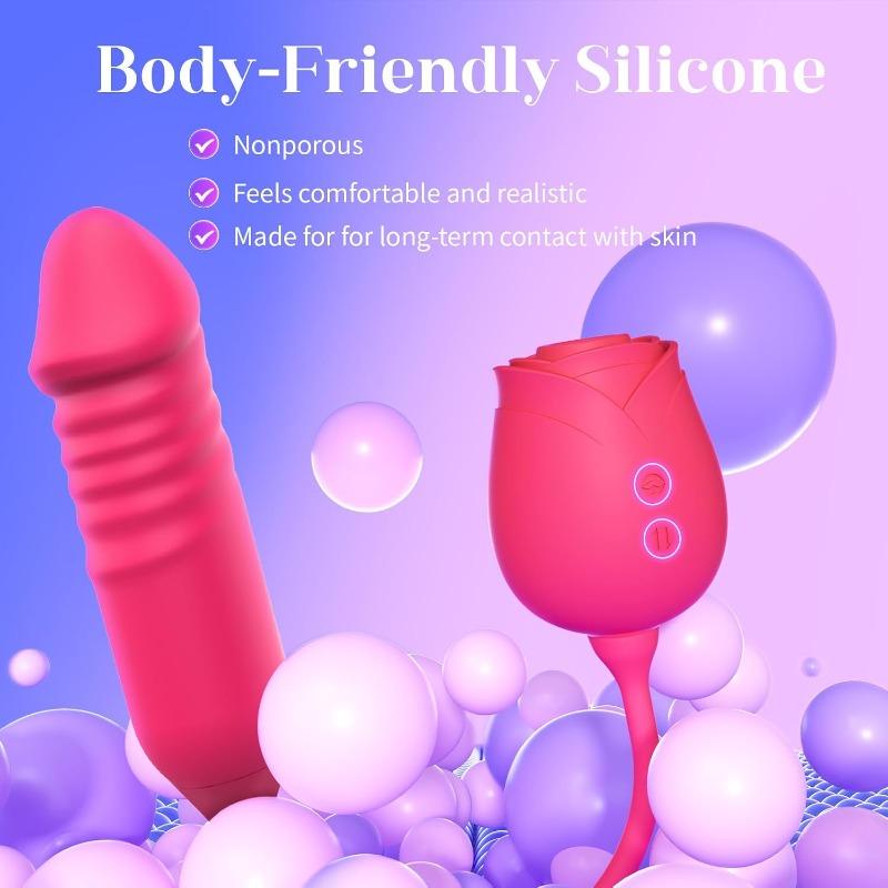 Female vibrator Dildo sex toy with thrust G-spot vibrator and 10 clitoral nipple stimulation sucking modes anal dilator adult sex toy couple