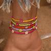 5 Stück Bunte Boho Handgemachte Blumenperlen Fußkettchen für Damen Mädchen Mehrschichtiges Knöchelarmband Kette Fußschmuck Geschenke