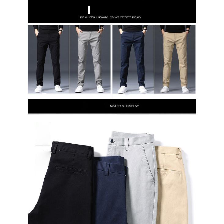 2025 New Men'S Autumn And Winter Velvet/Regular Casual Pants Slim Fit Straight Leg Elastic Business Versatile Long Pants