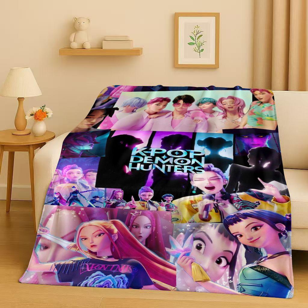 2026 Neue Cartoon Kpop Dämonenjäger Zoey Rumi Mira Musik Flanelldecke, Ultraweiche Plüschdecke für Zuhause Schlafzimmer Bett Sofa Abdeckung