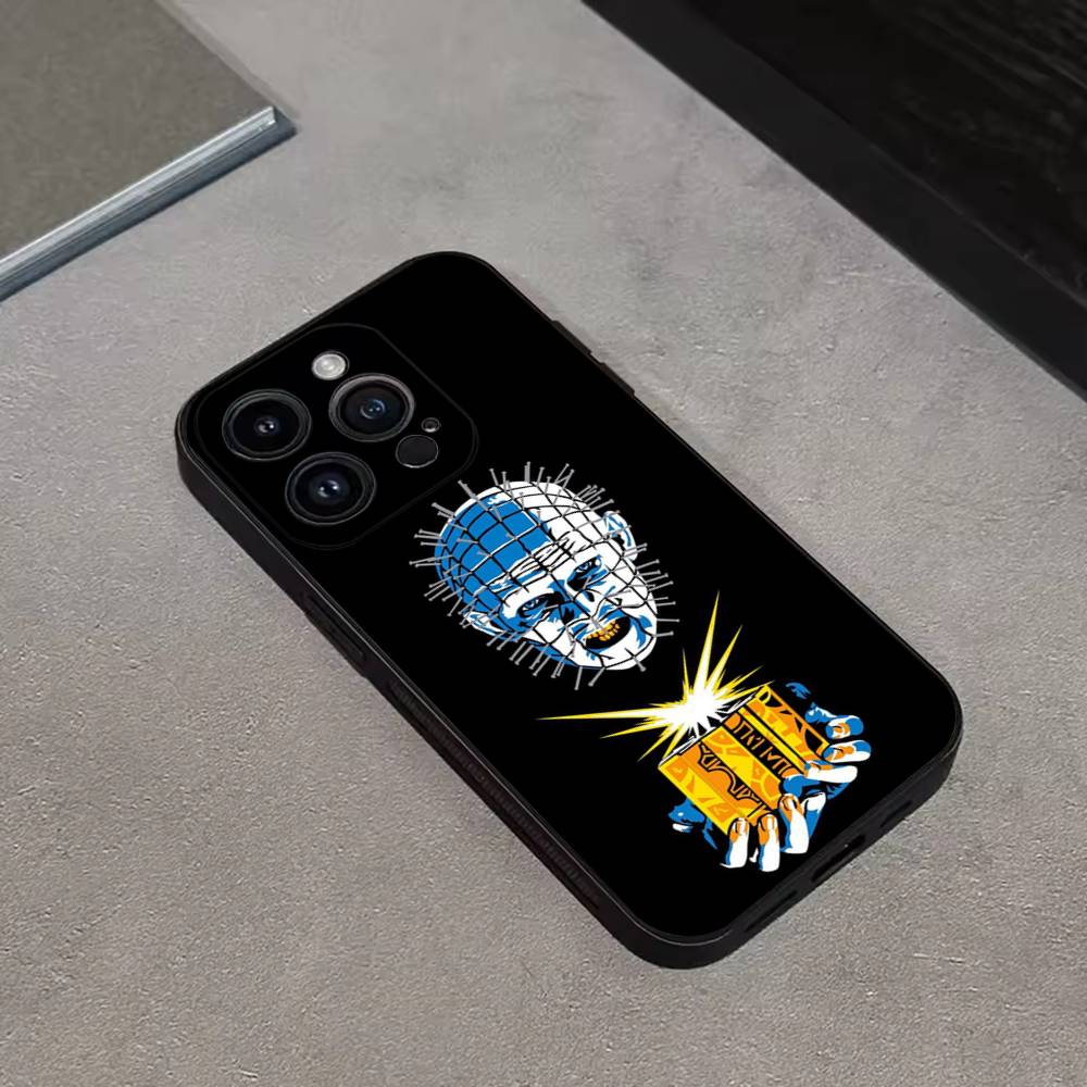 

P-Pinhead H-Hellraiser Phone Case For iPhone 16,15,14,13,12,11 Plus,Pro Max,XS,X,XR,SE,Mini,8,7,Soft Silicone Black Cover iPhone12