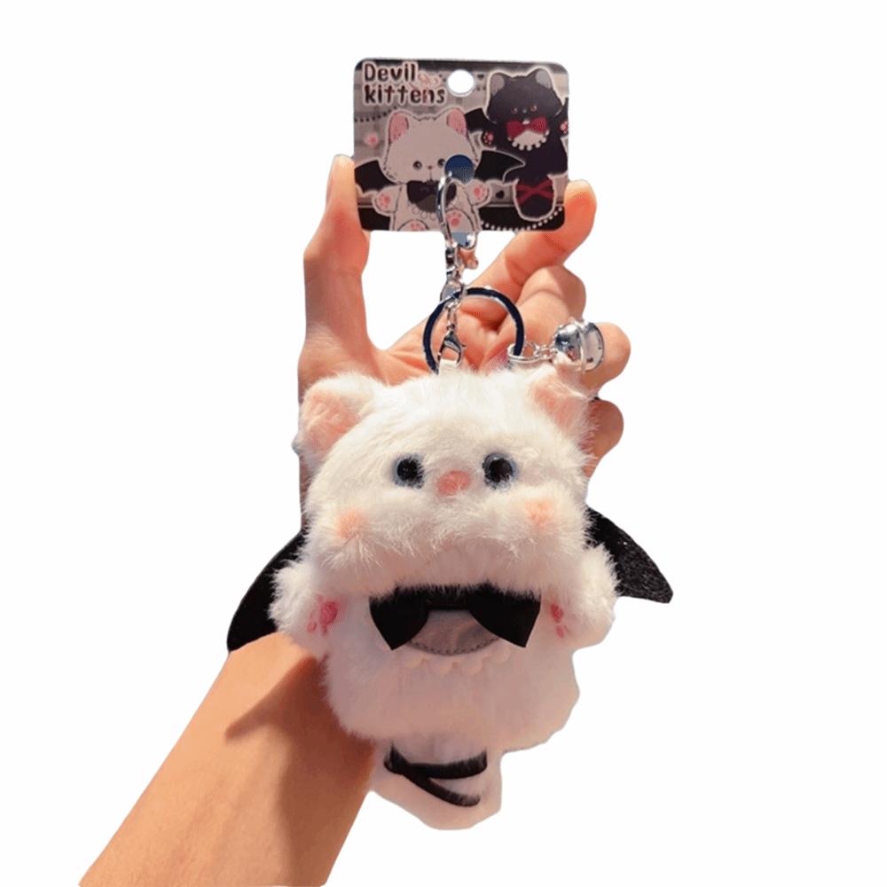 Flauschige Cartoon-Katze Plüschtier Spielzeug Schwarz und Weiß Schlüsselanhänger Plüschtier Rucksack Anhänger