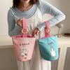 Large Capacity Canvas Bucket Bag Duck Print Handbag Sweet Storage Bag  Shopping