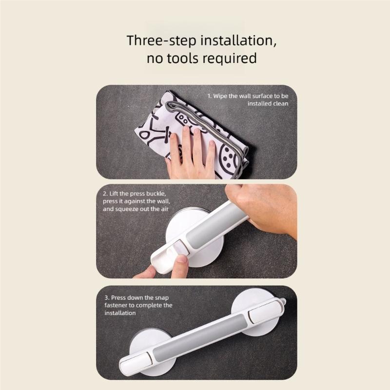 Suction Cup Bathroom Rail Wall Mounted Grab Bar Bathroom Safety Shower Chair Assistance Armres Easy to Install