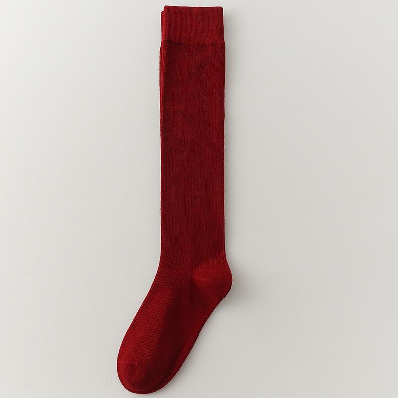 Encore Burgundy Wool Socks - Women's Retro Style, Versatile, Boneless, Calf-Length for Autumn and Winter