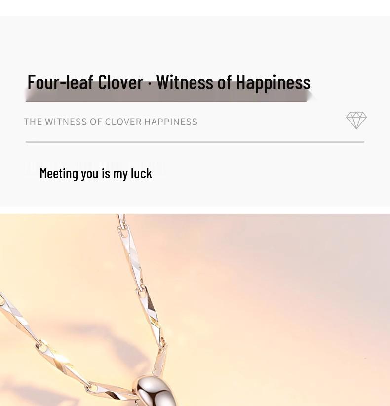 Sterling Silver Four-Leaf Clover Necklace for Women - Elegant Clavicle Chain Pendant, Perfect Valentine's Day Gift.