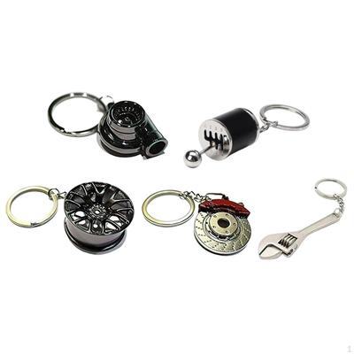 5x Car Parts Metal Keychain Set Keyring Multifunction Portable Black Lightweight Mini Tool