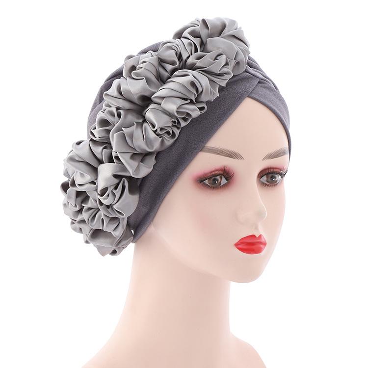 2022 New Design Women African Turban Headwraps Fashion Plain Auto Gele Discoid Flowers Cap Bonnet Hijab