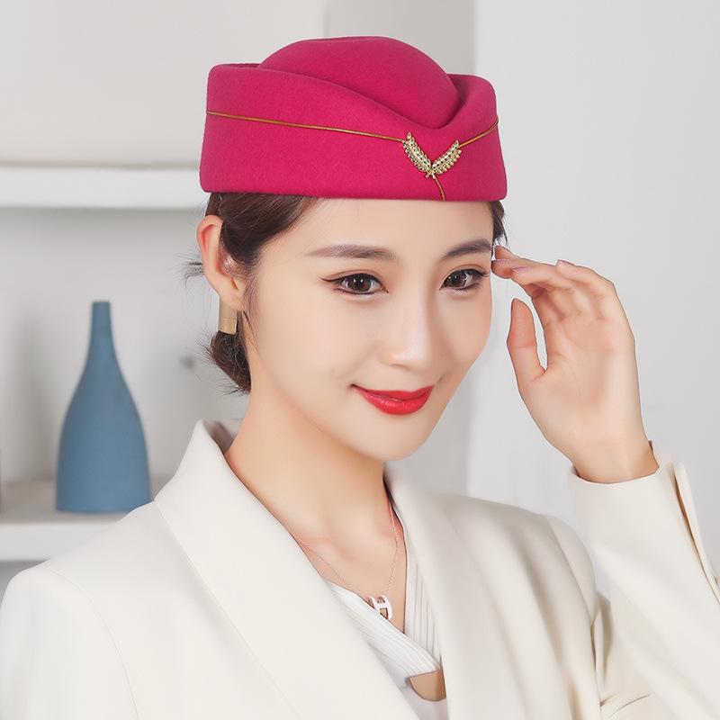 Women's Hat Ceremonial Guard Drum Team Performance Dance Hat Band Uniform Flight Attendant Beret