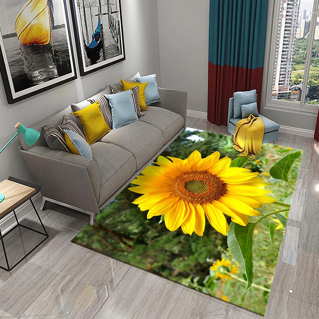 3D Sunflower Pattern Home Carpets for Living Room Bedroom Bathroom Kitchen Rug Kid Room Play Large Carpet Child Crawl Floor Mat