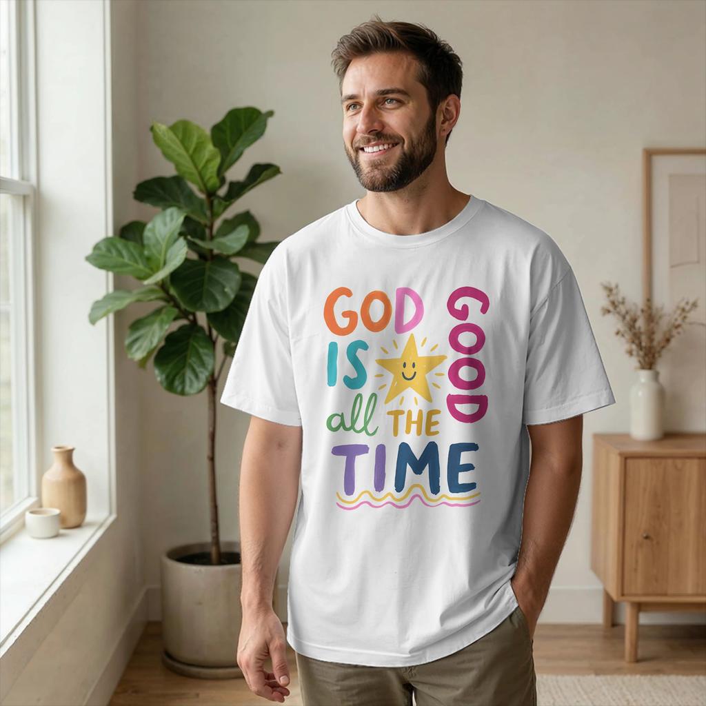 Men God Is Good All The Time Bible Quote T Shirt Jesus Christian Cotton merchandise Short Sleev