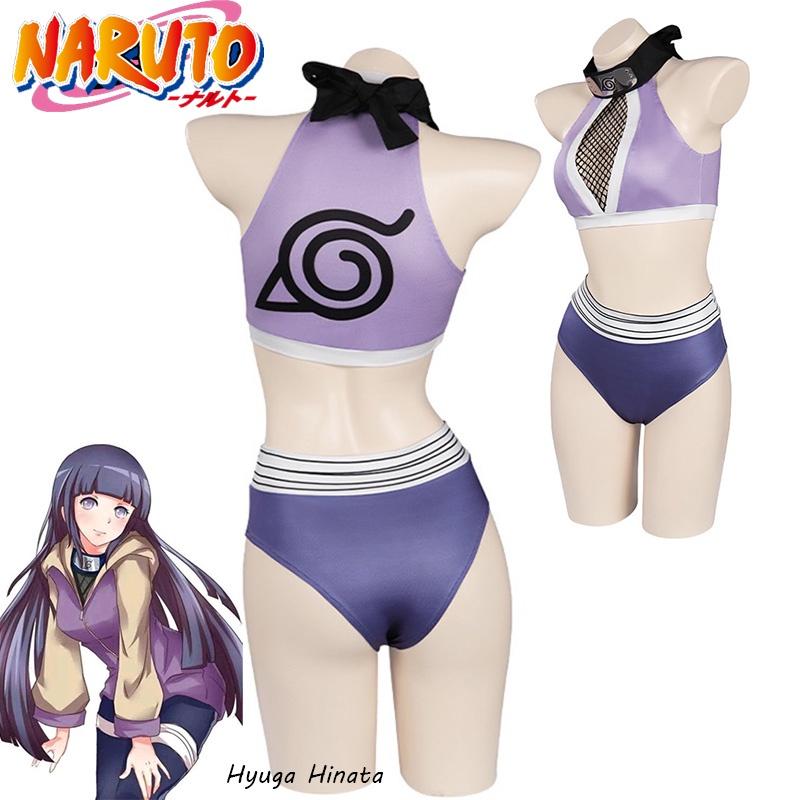 Hyuga Hinata Inspired Naruto Swimsuit Cosplay Costume With Purple Polyester Fabric
