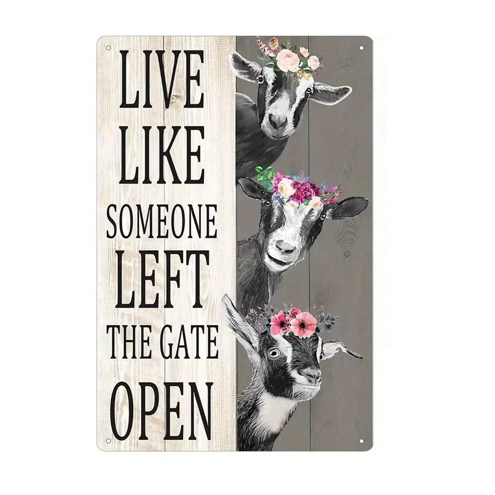 

Funny Goat Farm Sign - Keep the Gate Closed, Metal Tin/Aluminum Caution Sign for Farmhouse Fence, House Wall, and Gate 20x30cm（7.8x11.8inch）