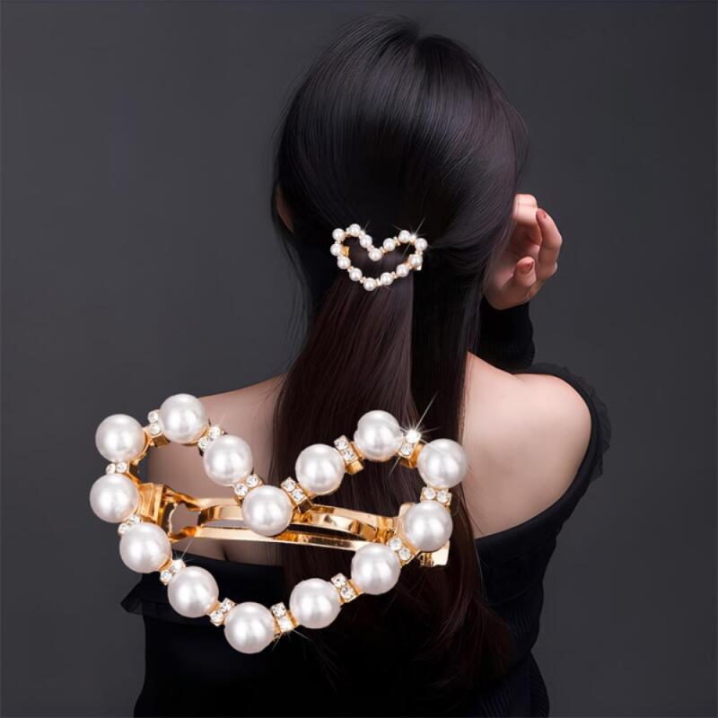 Heart Hairpin Cutout Guest Bridal Cubic Pearl Pin heart