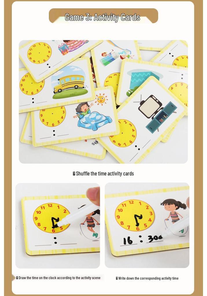 Wooden Educational Clock for Early Education – Teaching Tools for Primary School & Cognitive Time Learning