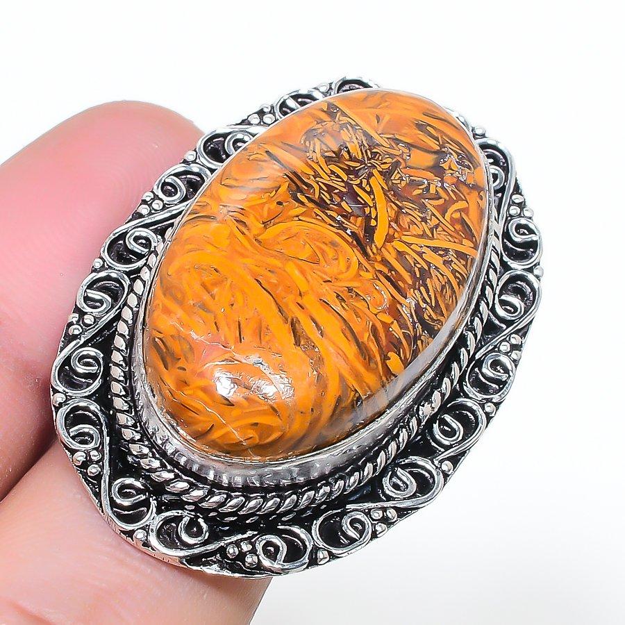 Natural Mariam Jasper Gemstone 925 Sterling Silver Jewelry Ring Size 8 AR-17034